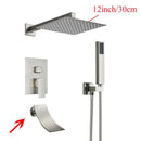 GobekUsa Black Wall Mounted Shower System with Handshower - 12/16 Inch Rainwater Faucet