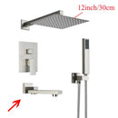 GobekUsa Black Wall Mounted Shower System with Handshower - 12/16 Inch Rainwater Faucet