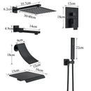 GobekUsa Black Wall Mounted Shower System with Handshower - 12/16 Inch Rainwater Faucet