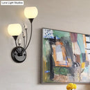 GobekUsa Black Half-Bulb Wall Sconce Light with Frosted White Glass Bowl- Modern and Elegant Wall Mount Lamp