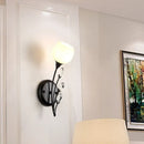 GobekUsa Black Half-Bulb Wall Sconce Light with Frosted White Glass Bowl- Modern and Elegant Wall Mount Lamp