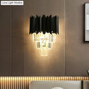 GobekUsa Modern Black Wall Sconce with Tapered Bulbs, Clear Crystal Prisms - Flush Mount