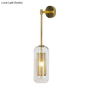 GobekUsa Modern Clear Glass Wall Sconce Light with Wire Mesh - 1 Head Stairway Fixture