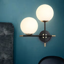 GobekUsa Modern Black Wall Sconce with Milky Glass Shade - 2 Bulbs, Globe Light Fixture