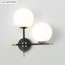 GobekUsa Modern Black Wall Sconce with Milky Glass Shade - 2 Bulbs, Globe Light Fixture
