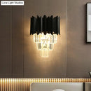 GobekUsa Modern Black Wall Sconce with Tapered Bulbs, Clear Crystal Prisms - Flush Mount