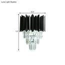 GobekUsa Modern Black Wall Sconce with Tapered Bulbs, Clear Crystal Prisms - Flush Mount