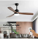 GobekUsa Black Walnut Grain Ceiling Fan with LED Light & Remote Control