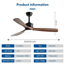 GobekUsa Black Walnut Grain Ceiling Fan with LED Light & Remote Control