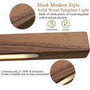 GobekUsa Black Walnut Dining Pendant Light: Simple Log Strip Design for Dining Room, Office