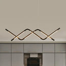 GobekUsa Waved LED Island Dining Room Light in Minimalist Acrylic Design - Black