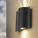 GobekUsa Modern Black LED Patio Sconce Lamp - 2/4/6-Light Flush Mount Wall Light with Wavy Metal Shade, Warm/White Light