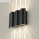 GobekUsa Modern Black LED Patio Sconce Lamp - 2/4/6-Light Flush Mount Wall Light with Wavy Metal Shade, Warm/White Light
