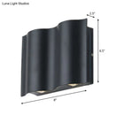 GobekUsa Modern Black LED Patio Sconce Lamp - 2/4/6-Light Flush Mount Wall Light with Wavy Metal Shade, Warm/White Light
