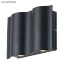 GobekUsa Modern Black LED Patio Sconce Lamp - 2/4/6-Light Flush Mount Wall Light with Wavy Metal Shade, Warm/White Light