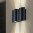GobekUsa Modern Black LED Patio Sconce Lamp - 2/4/6-Light Flush Mount Wall Light with Wavy Metal Shade, Warm/White Light