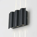 GobekUsa Modern Black LED Patio Sconce Lamp - 2/4/6-Light Flush Mount Wall Light with Wavy Metal Shade, Warm/White Light