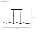 GobekUsa Modern Black Wavy Pendant Light - 7-Light White Glass Ceiling Island Lamp with Extendable Rods
