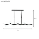 GobekUsa Modern Black Wavy Pendant Light - 7-Light White Glass Ceiling Island Lamp with Extendable Rods
