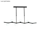 GobekUsa Modern Black Wavy Pendant Light - 7-Light White Glass Ceiling Island Lamp with Extendable Rods
