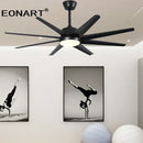 GobekUsa 66" DC Ceiling Fan with Remote Control, Modern Aluminum 8-Blade LED Light
