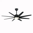 GobekUsa 66" DC Ceiling Fan with Remote Control, Modern Aluminum 8-Blade LED Light