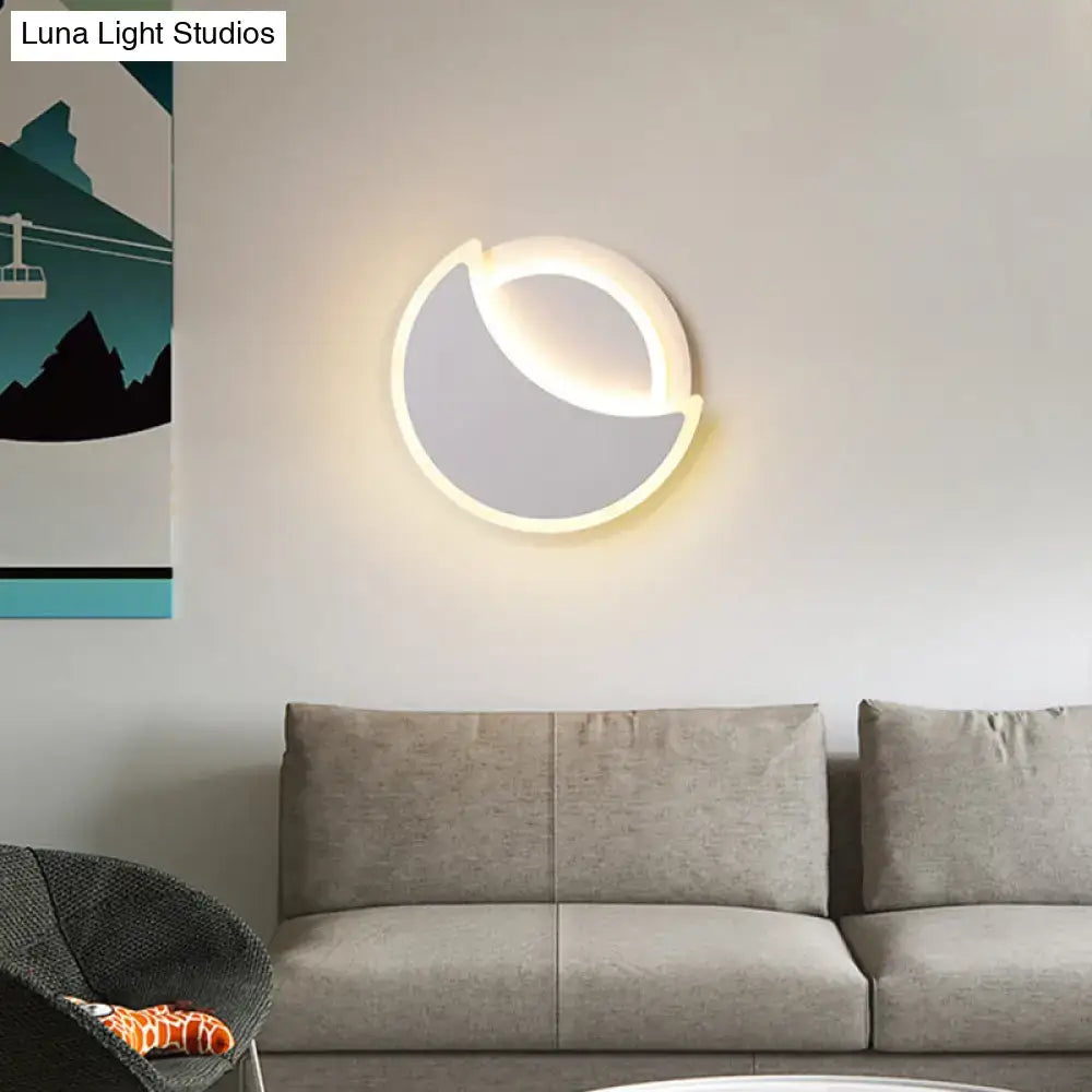 GobekUsa Nordic LED Acrylic Eclipse Wall Sconce in Warm/White Light - Bedroom Lighting, photo 3 of 8