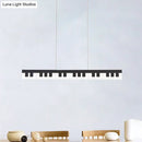 GobekUsa Modern Acrylic Piano Key Chandelier Lamp Fixture Kids LED Ceiling Light - White/Black, White/Warm Light