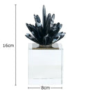 GobekUsa Black Agate Flower Crystal Art Desk Decoration on Crystal Base