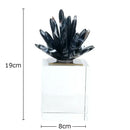 GobekUsa Black Agate Flower Crystal Art Desk Decoration on Crystal Base