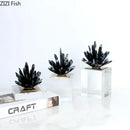 GobekUsa Black Agate Flower Crystal Art Desk Decoration on Crystal Base