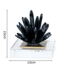 GobekUsa Black Agate Flower Crystal Art Desk Decoration on Crystal Base
