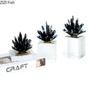 GobekUsa Black Agate Flower Crystal Art Desk Decoration on Crystal Base
