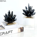 GobekUsa Black Agate Flower Crystal Art Desk Decoration on Crystal Base
