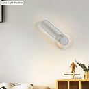 GobekUsa Modern Bedside LED Sconce Lamp - Simple Black/White Wall Light with Aluminum Frame, Oval Design, Warm/White Light