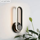 GobekUsa Modern Bedside LED Sconce Lamp - Simple Black/White Wall Light with Aluminum Frame, Oval Design, Warm/White Light