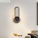 GobekUsa Modern Bedside LED Sconce Lamp - Simple Black/White Wall Light with Aluminum Frame, Oval Design, Warm/White Light