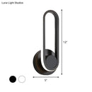 GobekUsa Modern Bedside LED Sconce Lamp - Simple Black/White Wall Light with Aluminum Frame, Oval Design, Warm/White Light