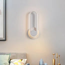 GobekUsa Modern Bedside LED Sconce Lamp - Simple Black/White Wall Light with Aluminum Frame, Oval Design, Warm/White Light