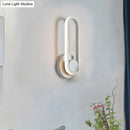 GobekUsa Modern Bedside LED Sconce Lamp - Simple Black/White Wall Light with Aluminum Frame, Oval Design, Warm/White Light