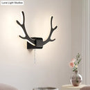 GobekUsa Modern Acrylic Antlers Wall Sconce Lamp: Black/White LED, Pull Chain, Warm/White Light