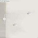 GobekUsa Modern 1/2-Light Wall Sconce with Curved Arm & Metallic Shade - Black/White Wall Mounted Lamp for Living Room