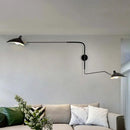 GobekUsa Modern 1/2-Light Wall Sconce with Curved Arm & Metallic Shade - Black/White Wall Mounted Lamp for Living Room