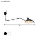 GobekUsa Modern 1/2-Light Wall Sconce with Curved Arm & Metallic Shade - Black/White Wall Mounted Lamp for Living Room
