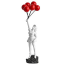 Modern black & white balloon girl graffiti statue living room decor by Decorbites