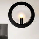 GobekUsa Modern Black/White Circle Wall Light - Simple Metallic 1 Light Wall Lamp for Bedroom and Hallway
