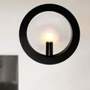 GobekUsa Modern Black/White Circle Wall Light - Simple Metallic 1 Light Wall Lamp for Bedroom and Hallway