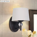 GobekUsa White Fabric Wall Sconce Light: Modern Style with Crystal Ball Deco