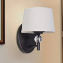 GobekUsa White Fabric Wall Sconce Light: Modern Style with Crystal Ball Deco