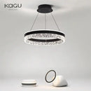 GobekUsa Crystal Rings LED Chandelier Black&White Frame